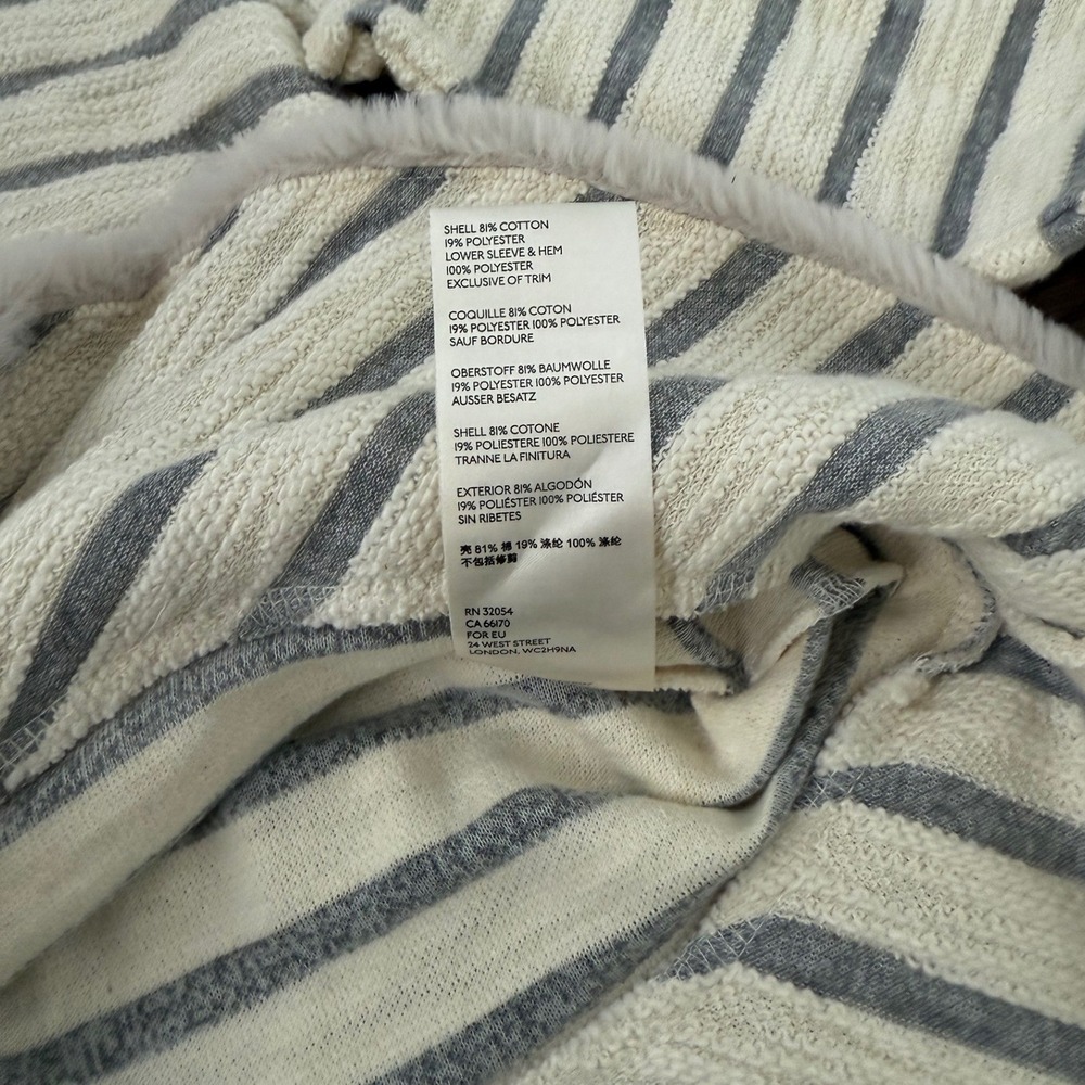 Anthropologie Maeve‎ Astor Fur-Trimmed Striped Pullover Sweater M White/Gray NWT - Picture 9 of 12